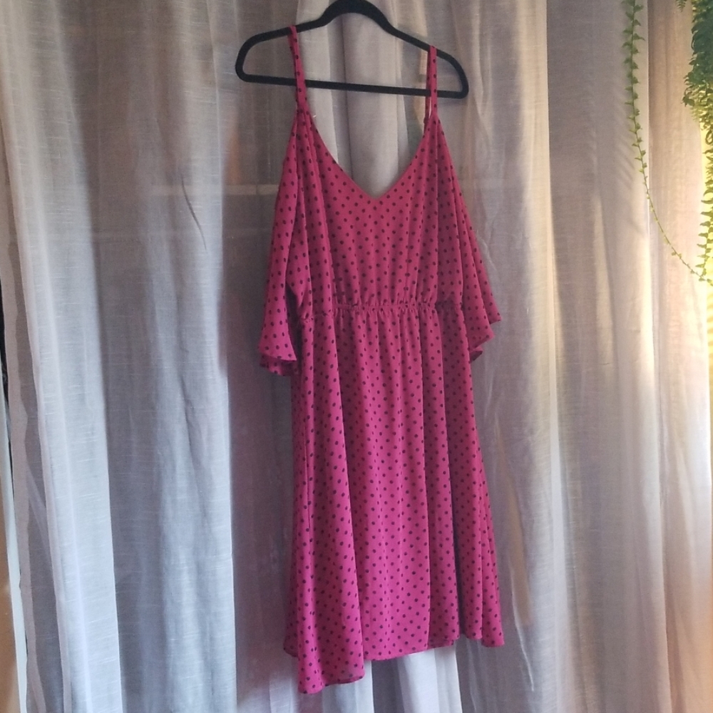 Torrid Pink with Black Pokadot Dress